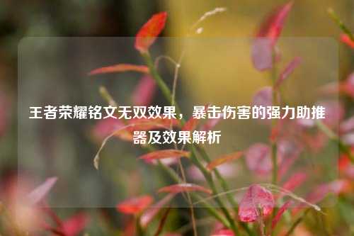 王者荣耀铭文无双效果，暴击伤害的强力助推器及效果解析