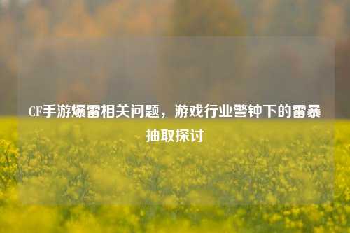CF手游爆雷相关问题，游戏行业警钟下的雷暴抽取探讨