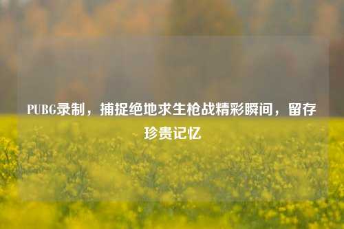 PUBG录制，捕捉绝地求生枪战精彩瞬间，留存珍贵记忆