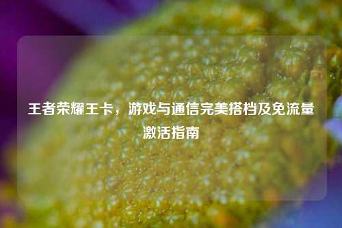 王者荣耀王卡，游戏与通信完美搭档及免流量激活指南