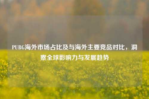 PUBG海外市场占比及与海外主要竞品对比，洞察全球影响力与发展趋势