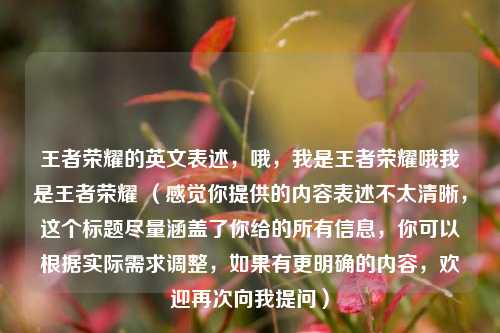 王者荣耀的英文表述，哦，我是王者荣耀哦我是王者荣耀 （感觉你提供的内容表述不太清晰，这个标题尽量涵盖了你给的所有信息，你可以根据实际需求调整，如果有更明确的内容，欢迎再次向我提问）