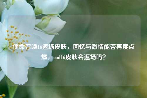 使命召唤16返场皮肤，回忆与***能否再度点燃，cod16皮肤会返场吗？