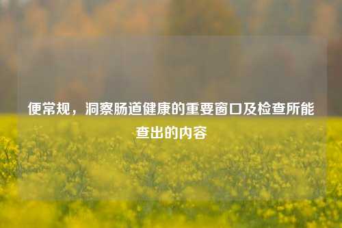 便常规，洞察肠道健康的重要窗口及检查所能查出的内容