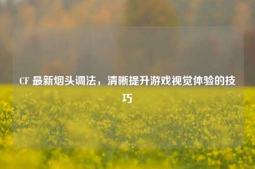 CF 最新烟头调法，清晰提升游戏视觉体验的技巧