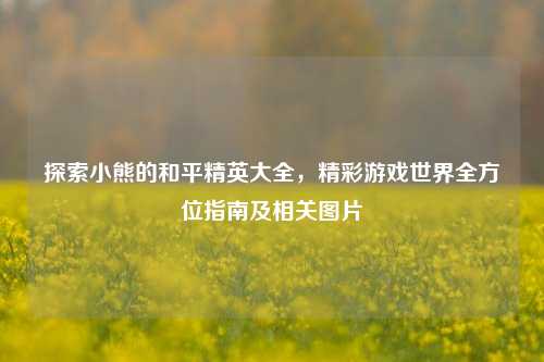 探索小熊的和平精英大全，精彩游戏世界全方位指南及相关图片