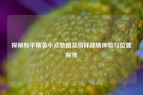 探秘和平精英小众地图及别样战场体验与位置探寻