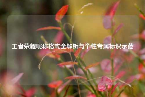 王者荣耀昵称格式全解析与个性专属标识示范