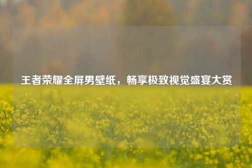 王者荣耀全屏男壁纸，畅享极致视觉盛宴大赏