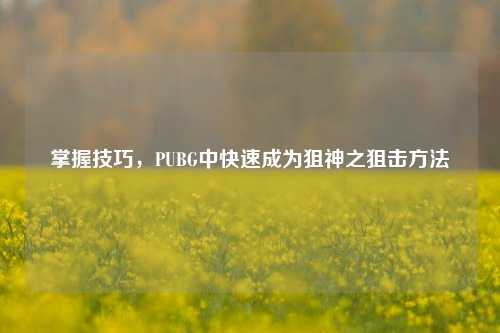 掌握技巧，PUBG中快速成为狙神之狙击 *** 