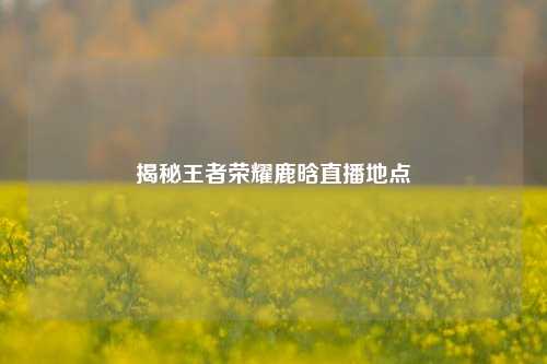 揭秘王者荣耀鹿晗直播地点