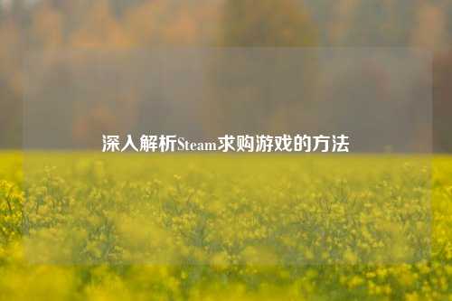 深入解析Steam求购游戏的 *** 
