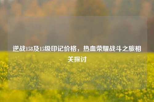 逆战158及15级印记价格，热血荣耀战斗之旅相关探讨