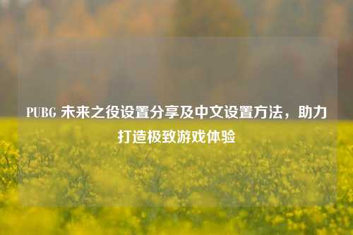 PUBG 未来之役设置分享及中文设置 *** ，助力打造极致游戏体验