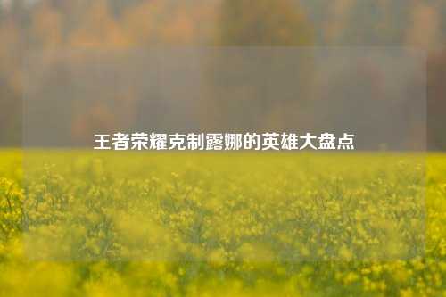 王者荣耀克制露娜的英雄大盘点