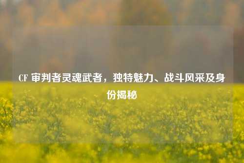 CF 审判者灵魂武者，独特魅力、战斗风采及身份揭秘