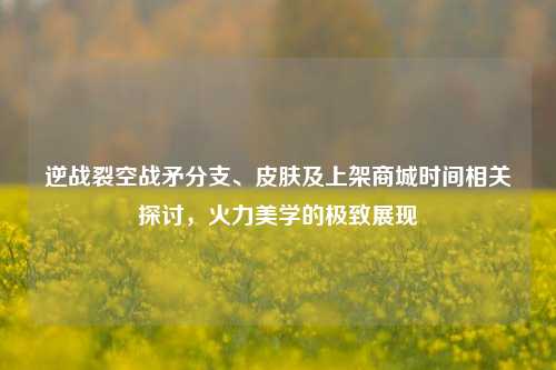 逆战裂空战矛分支、皮肤及上架商城时间相关探讨，火力美学的极致展现