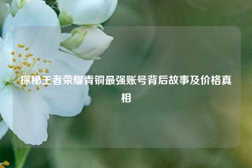 探秘王者荣耀青铜最强账号背后故事及价格真相