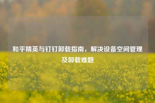 和平精英与钉钉卸载指南，解决设备空间管理及卸载难题