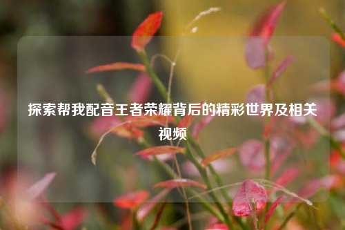 探索帮我配音王者荣耀背后的精彩世界及相关视频