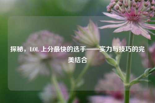 探秘，LOL 上分最快的选手——实力与技巧的完美结合
