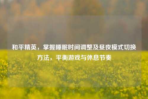 和平精英，掌握睡眠时间调整及昼夜模式切换 *** ，平衡游戏与休息节奏