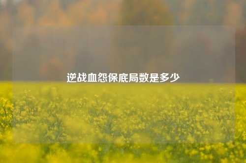 逆战血怨保底局数是多少