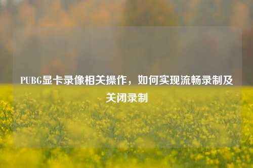 PUBG显卡录像相关操作，如何实现流畅录制及关闭录制