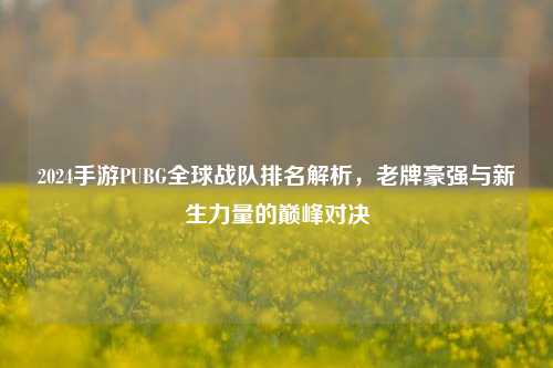 2024手游PUBG全球战队排名解析，老牌豪强与新生力量的巅峰对决