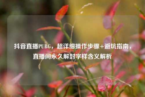 抖音直播PUBG，超详细操作步骤+避坑指南，直播间永久解封字样含义解析