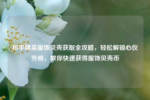 和平精英服饰贝壳获取全攻略，轻松解锁心仪外观，教你快速获得服饰贝壳币