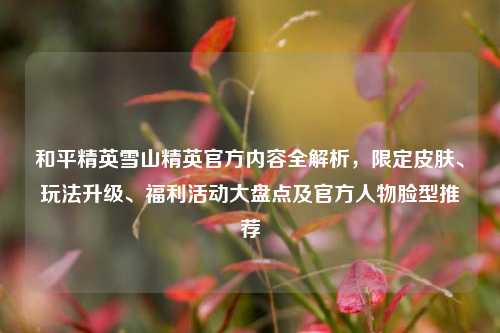和平精英雪山精英官方内容全解析，限定皮肤、玩法升级、福利活动大盘点及官方人物脸型推荐