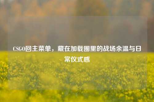 CSGO回主菜单，藏在加载圈里的战场余温与日常仪式感