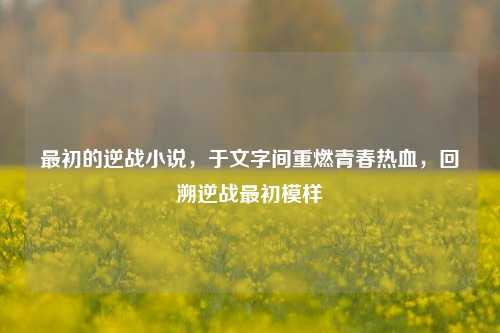 最初的逆战小说，于文字间重燃青春热血，回溯逆战最初模样