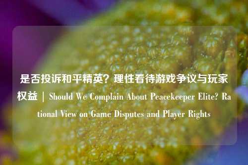 是否投诉和平精英？理性看待游戏争议与玩家权益 | Should We Complain About Peacekeeper Elite? Rational View on Game Disputes and Player Rights