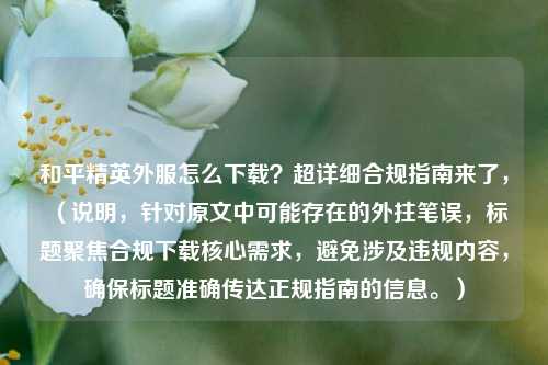 和平精英外服怎么下载？超详细合规指南来了，（说明，针对原文中可能存在的外拄笔误，标题聚焦合规下载核心需求，避免涉及违规内容，确保标题准确传达正规指南的信息。）