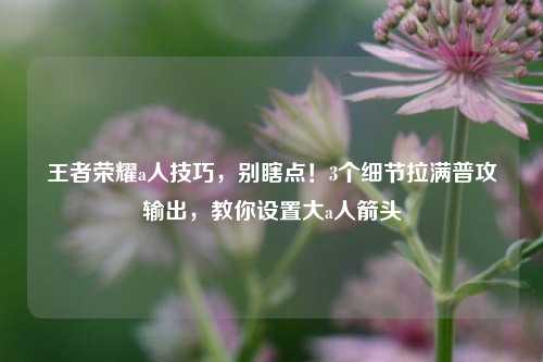 王者荣耀a人技巧，别瞎点！3个细节拉满普攻输出，教你设置大a人箭头