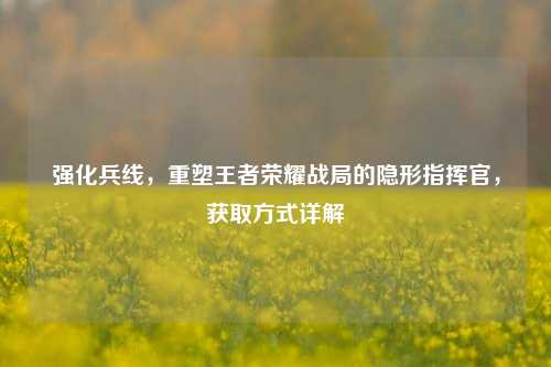 强化兵线，重塑王者荣耀战局的隐形指挥官，获取方式详解