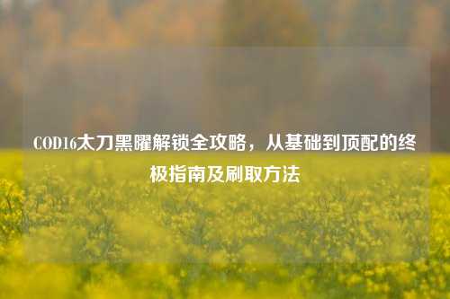COD16太刀黑曜解锁全攻略，从基础到顶配的终极指南及刷取 *** 