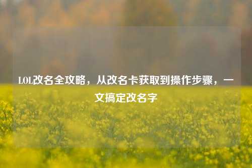 LOL改名全攻略，从改名卡获取到操作步骤，一文搞定改名字