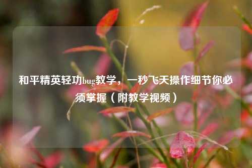 和平精英轻功bug教学,一秒飞天操作细节你必须掌握(附教学视频)