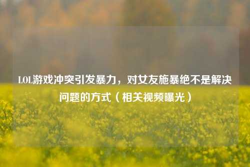 LOL游戏冲突引发暴力,对女友施暴绝不是解决问题的方式(相关视频曝光)