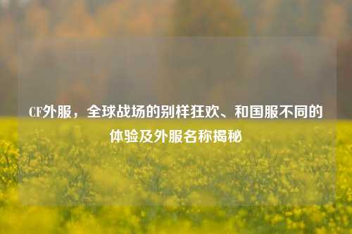 CF外服,全球战场的别样狂欢、和国服不同的体验及外服名称揭秘