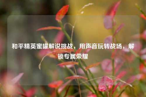 和平精英蜜罐解说挑战，用声音玩转战场，解锁专属荣耀