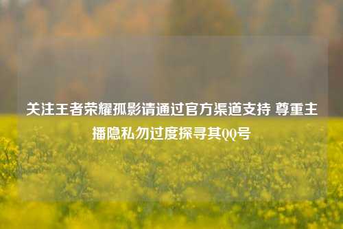 关注王者荣耀孤影请通过官方渠道支持 尊重主播隐私勿过度探寻其 *** 号