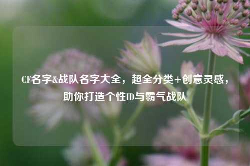 CF名字&战队名字大全,超全分类+创意灵感,助你打造个性ID与霸气战队