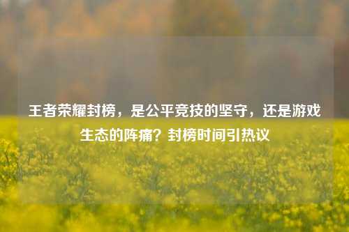 王者荣耀封榜,是公平竞技的坚守,还是游戏生态的阵痛?封榜时间引热议