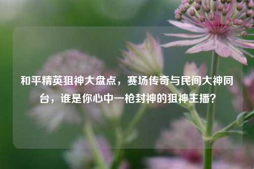和平精英狙神大盘点,赛场传奇与民间大神同台,谁是你心中一枪封神的狙神主播?