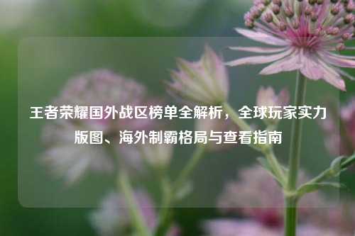 王者荣耀国外战区榜单全解析，全球玩家实力版图、海外制霸格局与查看指南