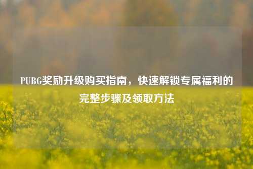PUBG奖励升级购买指南，快速解锁专属福利的完整步骤及领取 *** 